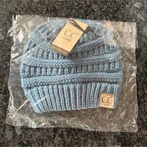 C.C. Exclusives KIDS Cable Knit Blue Beanie Winter Hat One Size Stretchy Cute